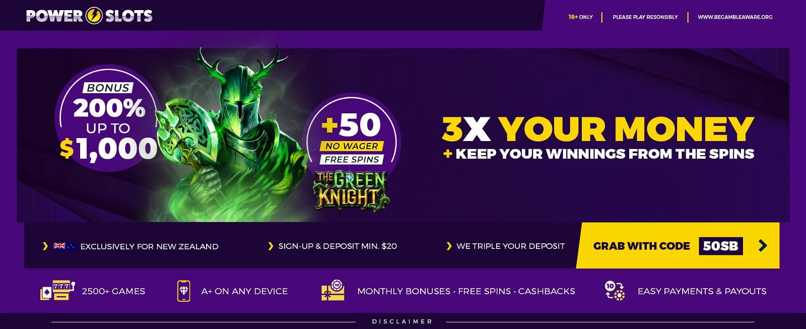 Promotion | NZ - 200% up to 1000 + 50 Free Spins The Green Knight