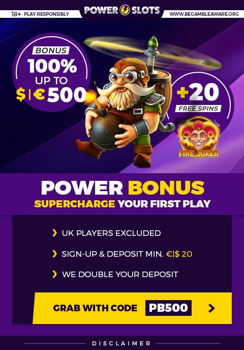 Promotion - 100% up to 500 + 20 Free Spins Fire Joker
